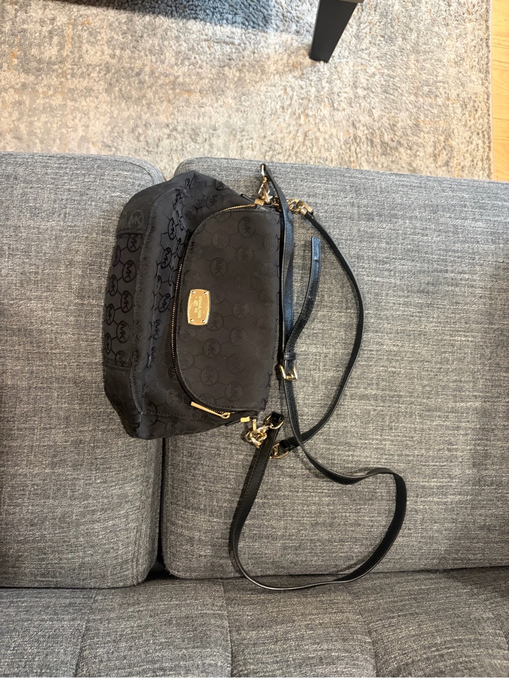 Michael Kors Black Bag with Gold Hardware. Shoulder Strap and Crossbody Strap
